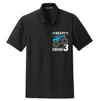 Monster Truck Shark 3rd Birthday Boy 3 Three Dry Zone Grid Polo