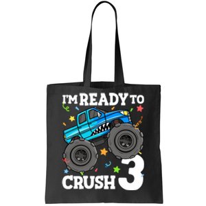 Monster Truck Shark 3rd Birthday Boy 3 Three Tote Bag