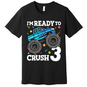 Monster Truck Shark 3rd Birthday Boy 3 Three Premium T-Shirt