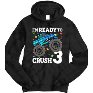 Monster Truck Shark 3rd Birthday Boy 3 Three Tie Dye Hoodie