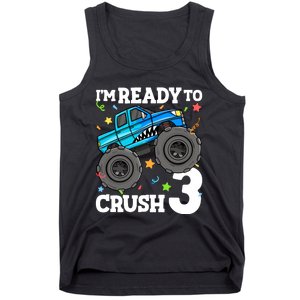 Monster Truck Shark 3rd Birthday Boy 3 Three Tank Top