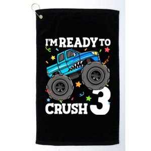 Monster Truck Shark 3rd Birthday Boy 3 Three Platinum Collection Golf Towel