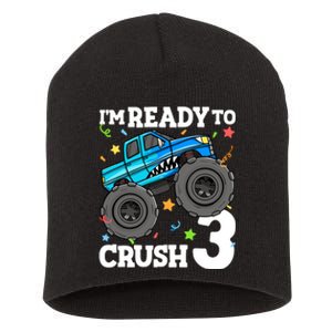 Monster Truck Shark 3rd Birthday Boy 3 Three Short Acrylic Beanie