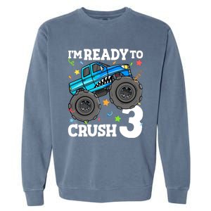 Monster Truck Shark 3rd Birthday Boy 3 Three Garment-Dyed Sweatshirt