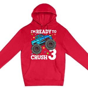 Monster Truck Shark 3rd Birthday Boy 3 Three Premium Pullover Hoodie