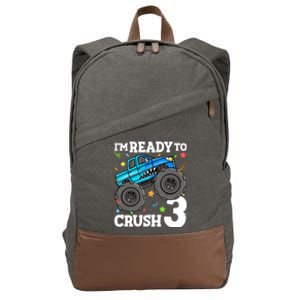 Monster Truck Shark 3rd Birthday Boy 3 Three Cotton Canvas Backpack