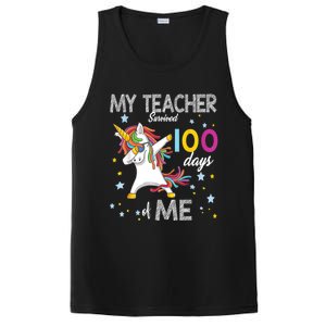 My Teacher Survived 100 Days Of Me 100th Day School Unicorn Cool Gift PosiCharge Competitor Tank