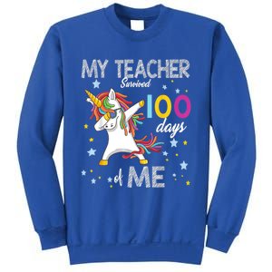 My Teacher Survived 100 Days Of Me 100th Day School Unicorn Cool Gift Sweatshirt