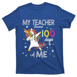 My Teacher Survived 100 Days Of Me 100th Day School Unicorn Cool Gift T-Shirt