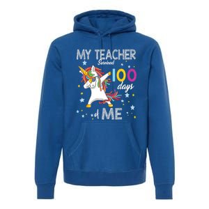 My Teacher Survived 100 Days Of Me 100th Day School Unicorn Cool Gift Premium Hoodie