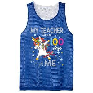 My Teacher Survived 100 Days Of Me 100th Day School Unicorn Cool Gift Mesh Reversible Basketball Jersey Tank