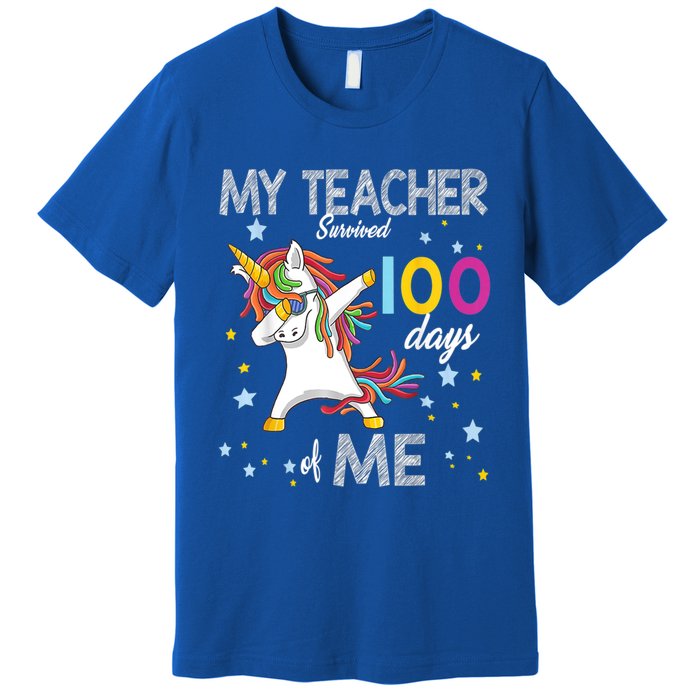 My Teacher Survived 100 Days Of Me 100th Day School Unicorn Cool Gift Premium T-Shirt