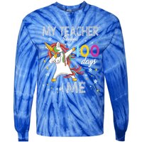 My Teacher Survived 100 Days Of Me 100th Day School Unicorn Cool Gift Tie-Dye Long Sleeve Shirt