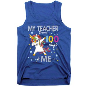 My Teacher Survived 100 Days Of Me 100th Day School Unicorn Cool Gift Tank Top