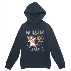 My Teacher Survived 100 Days Of Me 100th Day School Unicorn Cool Gift Urban Pullover Hoodie