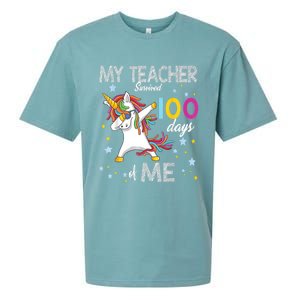 My Teacher Survived 100 Days Of Me 100th Day School Unicorn Cool Gift Sueded Cloud Jersey T-Shirt