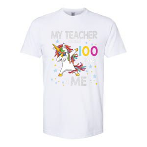 My Teacher Survived 100 Days Of Me 100th Day School Unicorn Cool Gift Softstyle CVC T-Shirt