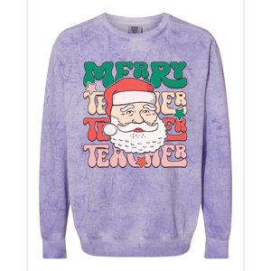 Merry Textured Santa Graphic Colorblast Crewneck Sweatshirt