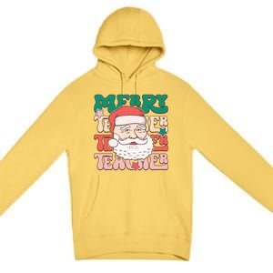 Merry Textured Santa Graphic Premium Pullover Hoodie