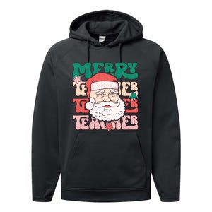 Merry Textured Santa Graphic Performance Fleece Hoodie