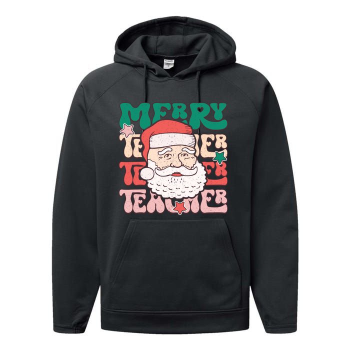 Merry Textured Santa Graphic Performance Fleece Hoodie