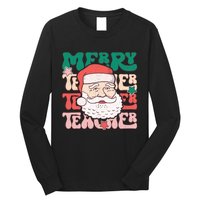 Merry Textured Santa Graphic Long Sleeve Shirt