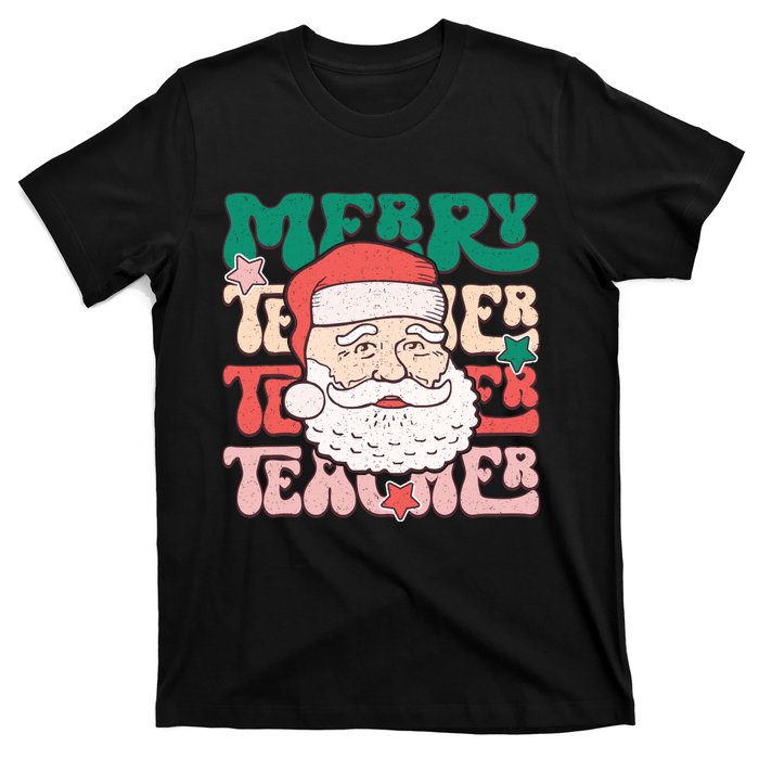 Merry Textured Santa Graphic T-Shirt