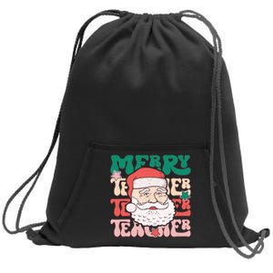 Merry Textured Santa Graphic Sweatshirt Cinch Pack Bag