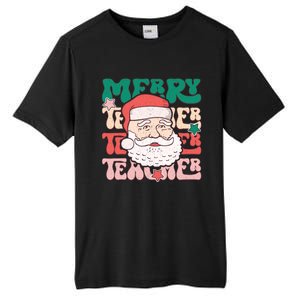 Merry Textured Santa Graphic Tall Fusion ChromaSoft Performance T-Shirt