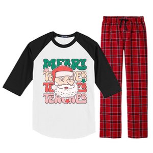 Merry Textured Santa Graphic Raglan Sleeve Pajama Set