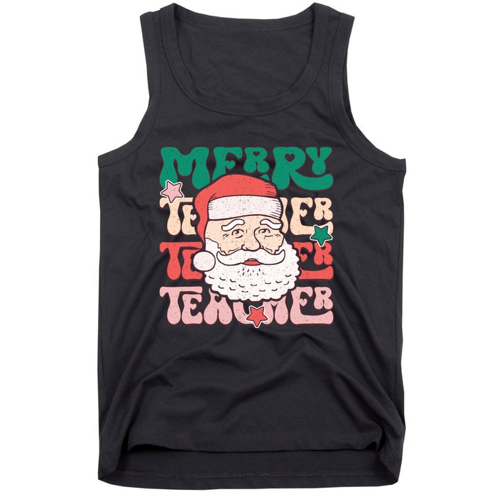 Merry Textured Santa Graphic Tank Top