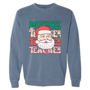 Merry Textured Santa Graphic Garment-Dyed Sweatshirt