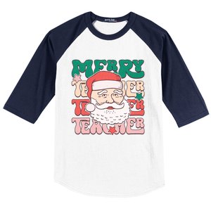 Merry Textured Santa Graphic Baseball Sleeve Shirt