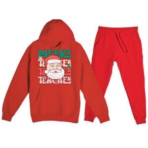 Merry Textured Santa Graphic Premium Hooded Sweatsuit Set