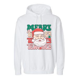 Merry Textured Santa Graphic Garment-Dyed Fleece Hoodie