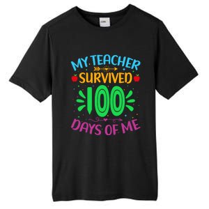 My Teacher Survived 100 Days Of Me Funny 100th Day Of School Gift Tall Fusion ChromaSoft Performance T-Shirt