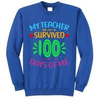 My Teacher Survived 100 Days Of Me Funny 100th Day Of School Gift Sweatshirt