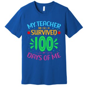 My Teacher Survived 100 Days Of Me Funny 100th Day Of School Gift Premium T-Shirt