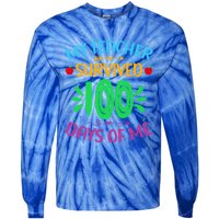 My Teacher Survived 100 Days Of Me Funny 100th Day Of School Gift Tie-Dye Long Sleeve Shirt