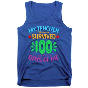 My Teacher Survived 100 Days Of Me Funny 100th Day Of School Gift Tank Top