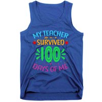 My Teacher Survived 100 Days Of Me Funny 100th Day Of School Gift Tank Top