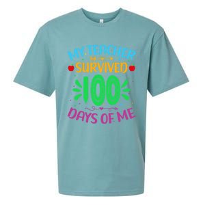 My Teacher Survived 100 Days Of Me Funny 100th Day Of School Gift Sueded Cloud Jersey T-Shirt