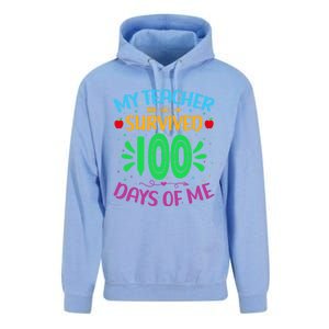 My Teacher Survived 100 Days Of Me Funny 100th Day Of School Gift Unisex Surf Hoodie