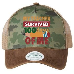 My Teacher Survived 100 Days Of Me Funny Student 100 Days Gift Legacy Tie Dye Trucker Hat