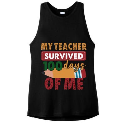 My Teacher Survived 100 Days Of Me Funny Student 100 Days Gift Ladies PosiCharge Tri-Blend Wicking Tank