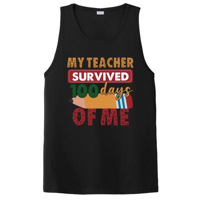 My Teacher Survived 100 Days Of Me Funny Student 100 Days Gift PosiCharge Competitor Tank