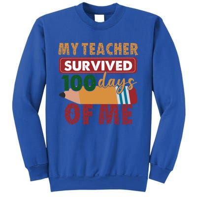 My Teacher Survived 100 Days Of Me Funny Student 100 Days Gift Sweatshirt