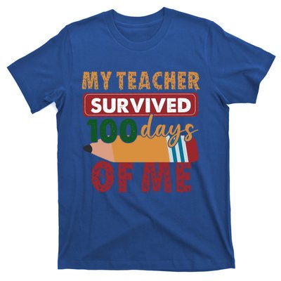 My Teacher Survived 100 Days Of Me Funny Student 100 Days Gift T-Shirt