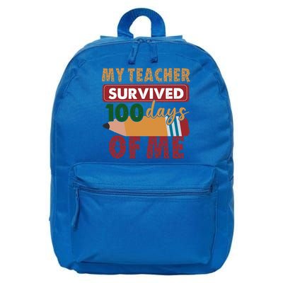 My Teacher Survived 100 Days Of Me Funny Student 100 Days Gift 16 in Basic Backpack