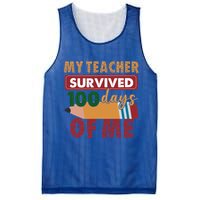 My Teacher Survived 100 Days Of Me Funny Student 100 Days Gift Mesh Reversible Basketball Jersey Tank